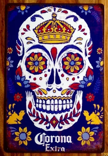 CORONA EXTRA Skull Beer Vintage Metal Plaque Sign Man Cave Pub Club Cafe TIKI --Tin Sign