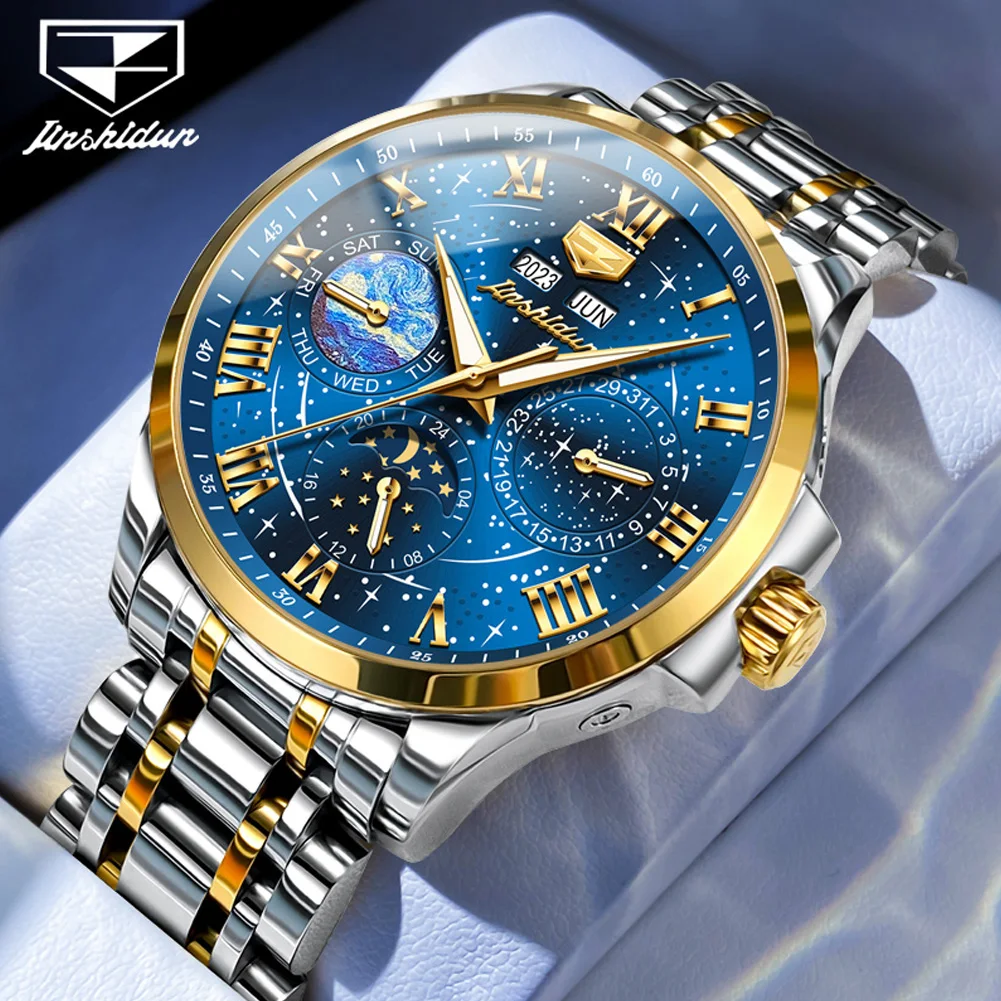 

JSDUN Original Multi functional Men's Automatic Mechanical Watch Luxury Brand Starry Sky Waterproof Luminous dial Men's Watch