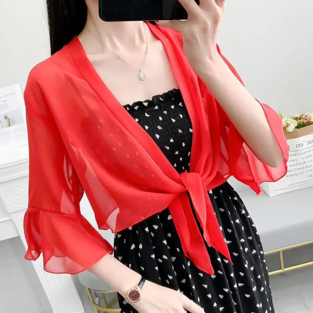 Lightweight Chiffon Chiffon Cardigan Loose Fit Multicolor Sun Protection Coat Cover Up Blouse Women