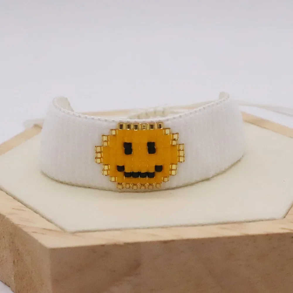 Rice Ball Bracelet  Hand woven  fashion  smiling face  Versatile  personality  Simplicity  Bohemia  Unisex  Beaded Bracelet