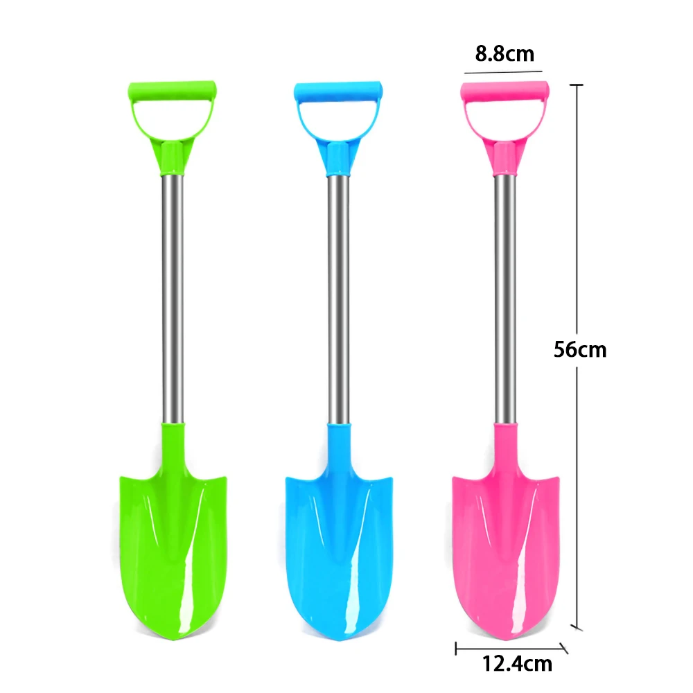 Children Beach Shovel 56cm Stainless Steel Pointed Shovel Toy Sand Snow Thickened Play House Beach Shovel Outdoor Toys Kids Gift