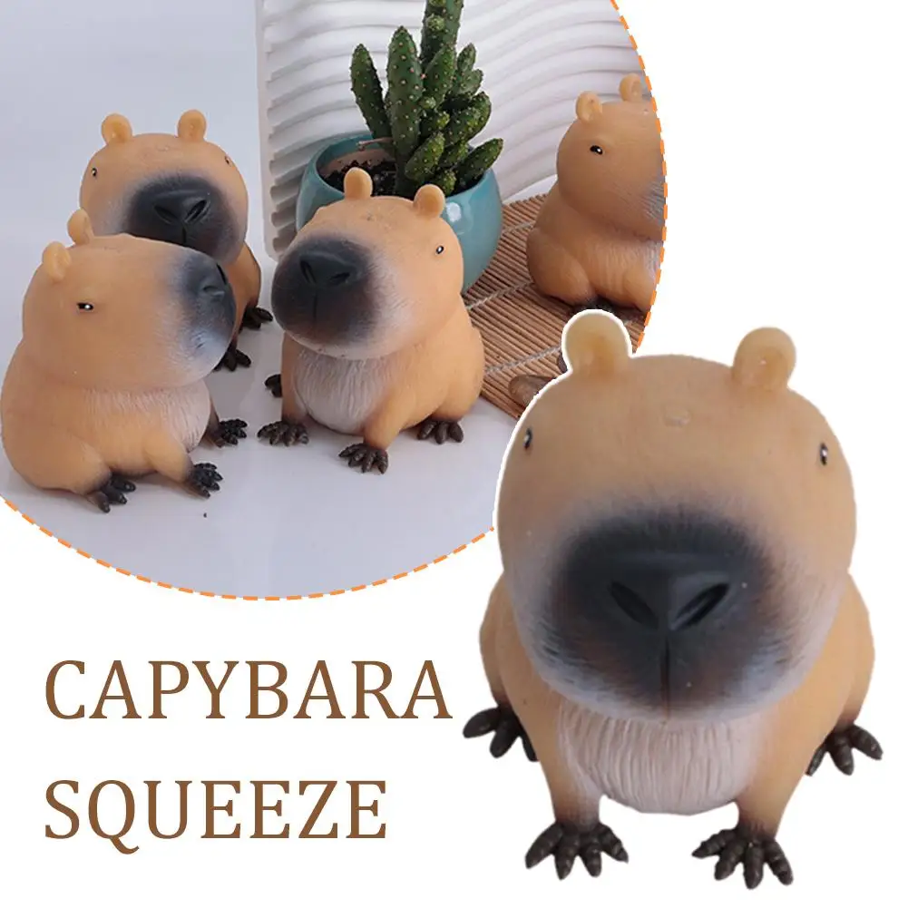 Mini Capybara Pinch Statue Stretchable Squeeze Fidget Capybara Figurines Soft Cartoon Animal Figure Home Decor Creative Gift