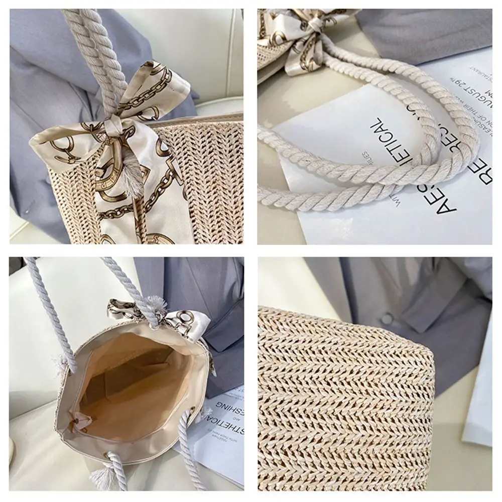 Sac à main rond tricoté en paille pour femmes et filles, sacs initiés, sac de plage d'été, sac à bandoulière