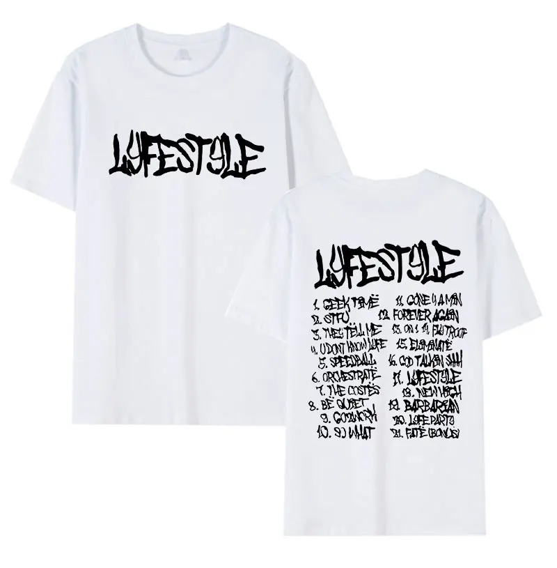 Rapper Yeat Lyfestyle Music Album T Shirts Men Hip Hop Oversized Cotton T-Shirt Retro High Quality Fashion Tees Streetwear