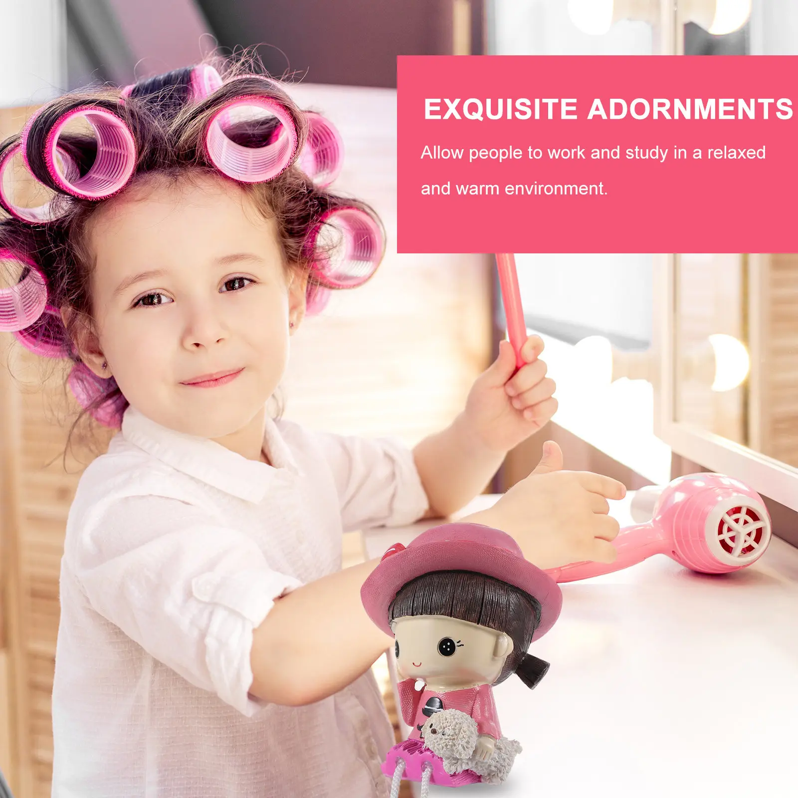 

2Pcs Couple Resin Decorations Unique Cartoon Crafts High Low Temperature Resistant Exquisite Desktop Adornments Relaxed Warm