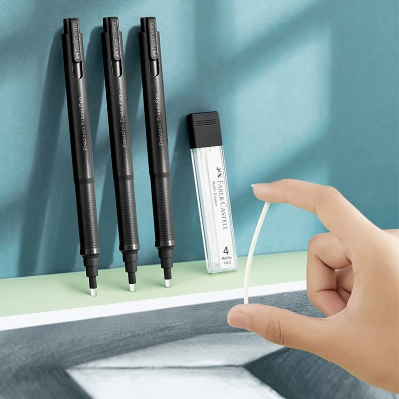 Borrador Faber-Castell, lápiz retráctil estilo bolígrafo con punta de precisión redondo recargable de 2,5mm, goma de dibujo profesional 185615 art