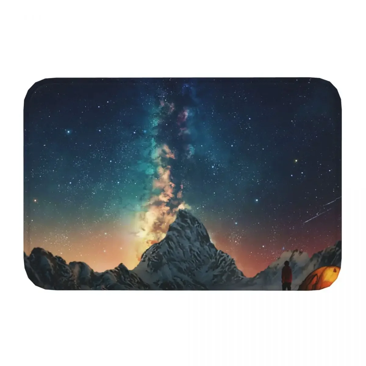 Non-Slip Carpet Night Sky Stars Nebula Scenery Mountain Camping Doormat Living Room Kitchen Mat Entrance Door Home Rug