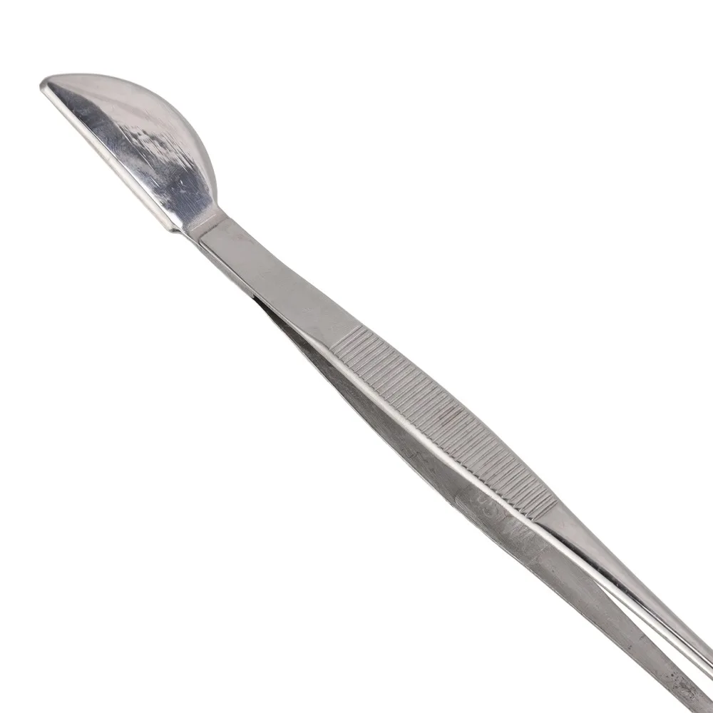 2-in-1 Design Stainless Steel Tweezers Crescent Moon Head Rust Proof Long Plant Tweezers Straight Curved Rake Spatula Tools