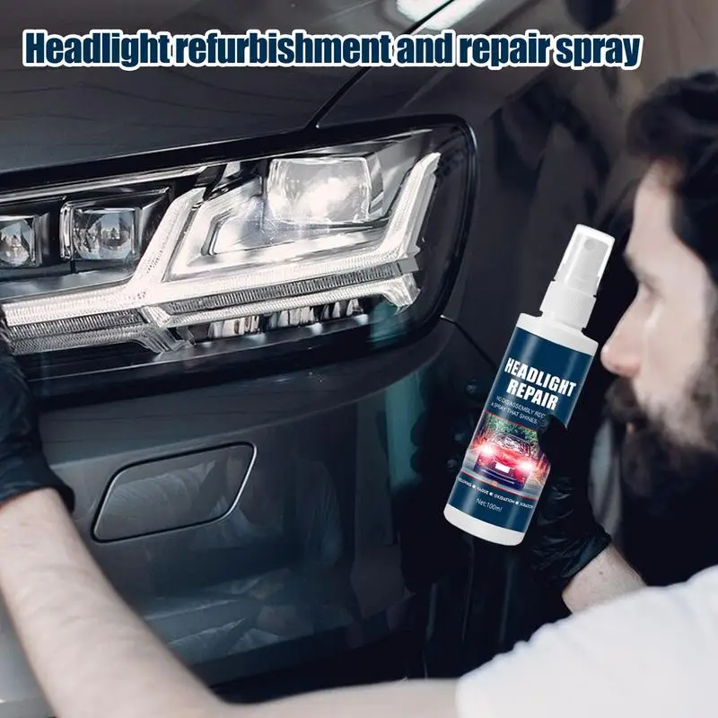 Car Headlight Cleaner 100ml Headlight Lens Restorer Spray Head Light Coating Car Headlight Restoration Polishing Headlights