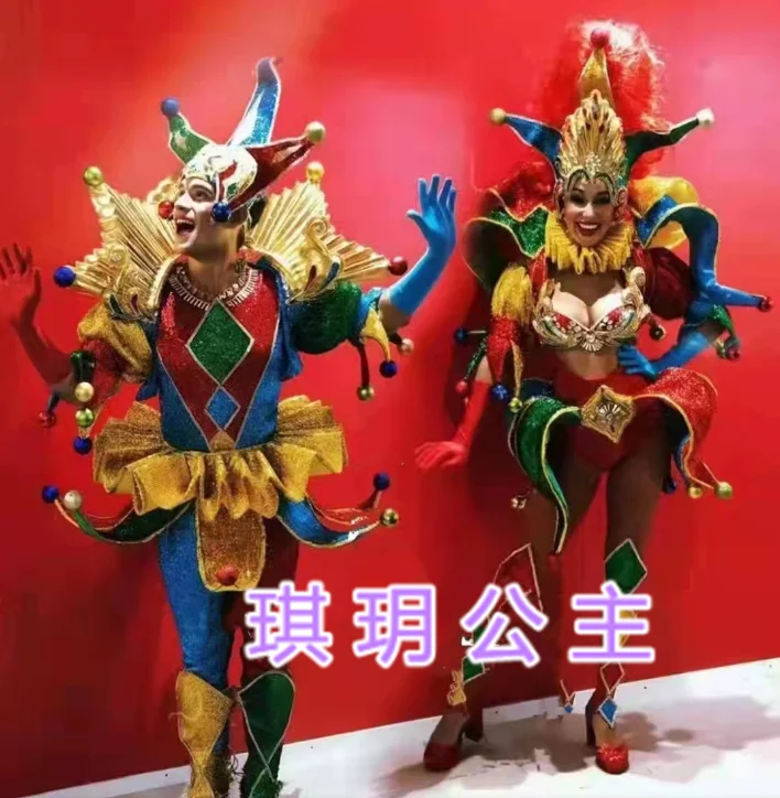 

Amusement Park Parade Venice Clown Costume Suit Include Hat Cloth