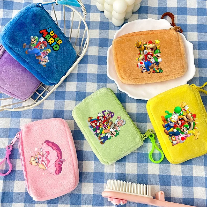 

Super Mario Coin Pouch Princess Peach Luigi Cute Purse Large Capacity Portable Cartoon Game Character Print Wallets Party Gifts