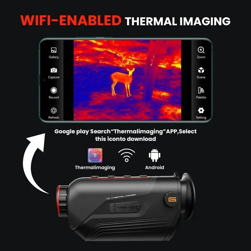 G210 การถ่ายภาพความร้อนตาข้างเดียวขอบเขตการมองเห็นกลางคืนใหม่กล้องโทรทรรศน์กล้องความร้อนอินฟราเรดสําหรับการล่าสัตว์สําหรับสภาพแสงน้อย