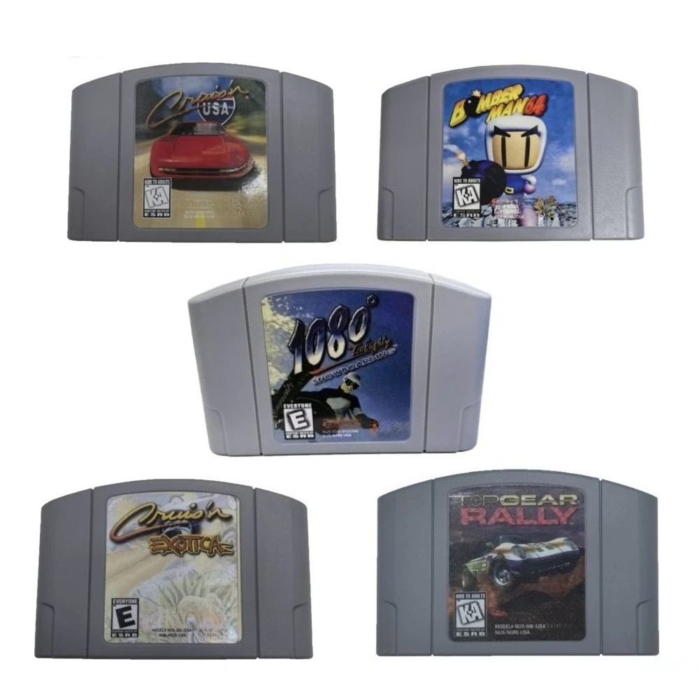 N64 Game Cassette, Suitable for 64-bit NTSC US Console,snowboard Kids ,1080 Snowboarding, Racing, English Game Cassette