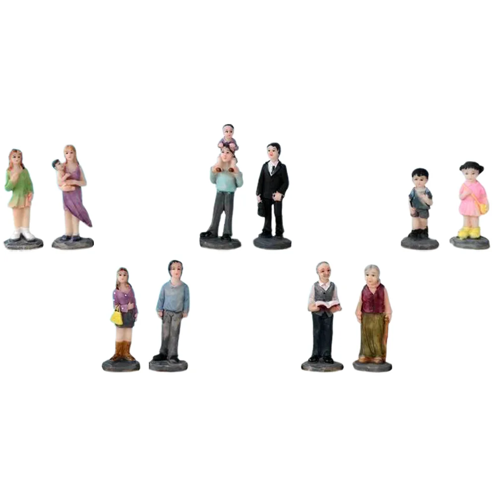 10 Pcs Photo Toy House Mini People Figures Character Ornament Modeling Figurines Resin