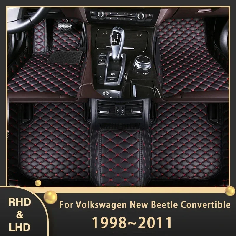 Car Floor Mats For VW Volkswagen New Beetle Convertible 1998~2011 Auto Custom Auto Foot Pads Leather Carpet Interior Accessories