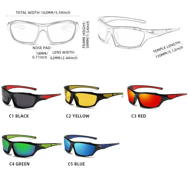 نظارات شمسية مستقطبة UV400 لركوب الدراجات في الهواء الطلق رياضية مقاومة للرياح والأشعة فوق البنفسجية للقيادة مريحة وخفيفة الوزن