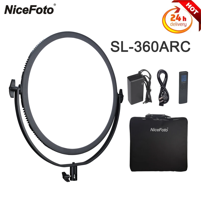 

NiceFoto SL-360ARC 70W Ring LED Video Light 3200-6500K High CRI TLCI Studio Photo photography Fill Light with Bracket and Bag