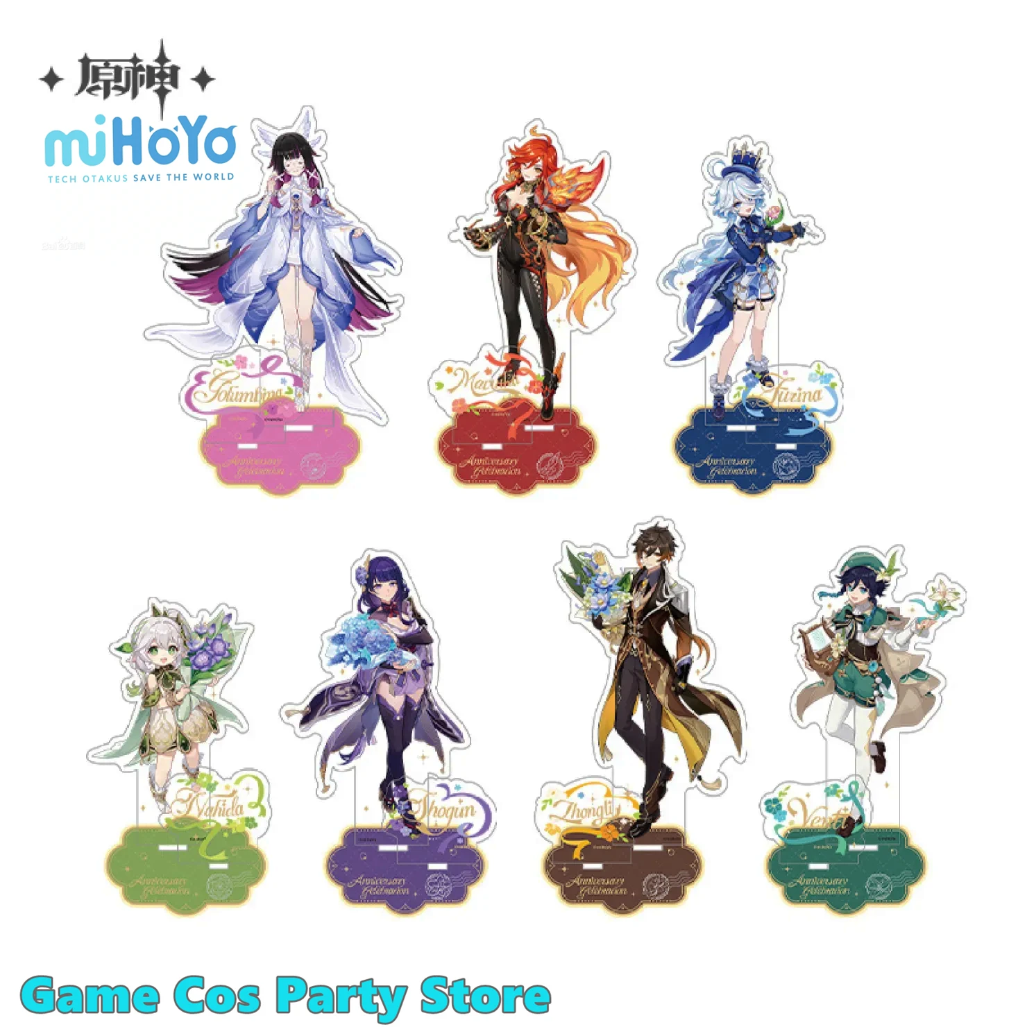 [Genuine] Genshin Impact Anniversary Celebration Acrylic Stand Sign Damselette Mavuika Zhongli Acrylic Bracket Cosplay Statue