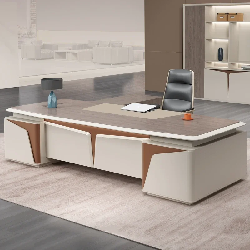 

Workstation Large Office Desk Standing Aesthetic Modern Reception L Shaped Table Study Organizer Escritorio Office Furniture