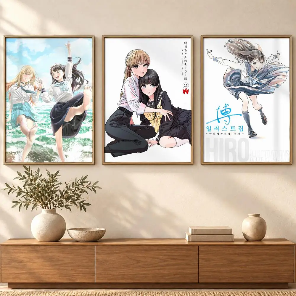 Anime A-Akebi's Sailor Uniform Poster Self Adhesive Wall Art Decor for Bedroom Living Room Office Home Decor Gift