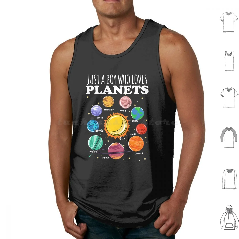 Just A Boy Who Loves Planets Science Space Boys Stem Tank Tops Print Cotton Cat Lover Cat Meow Wars Funny Kitten Funny
