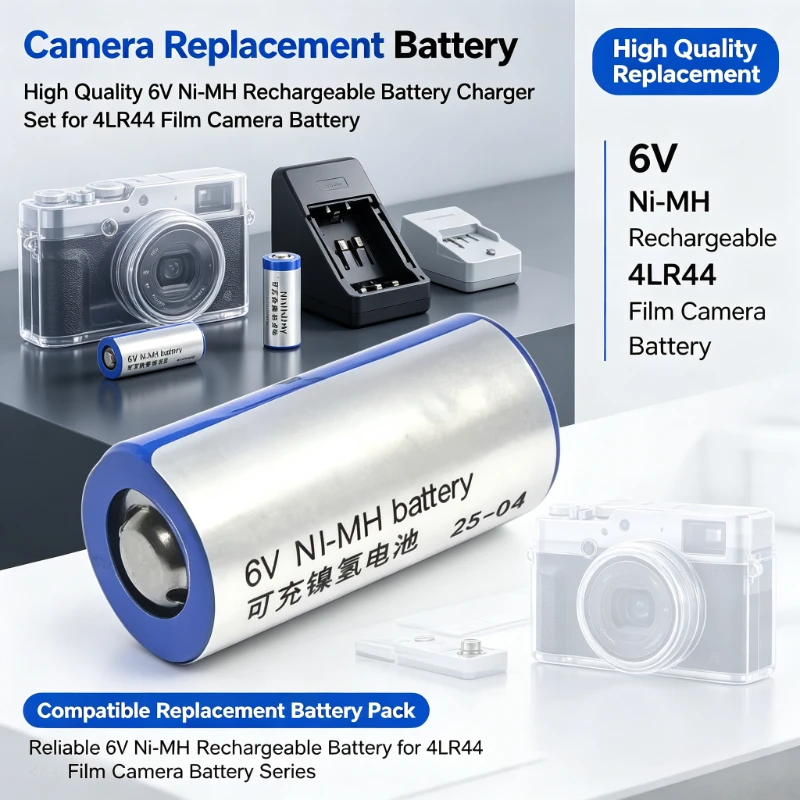 6V Ni-MH Rechargeable Battery Charger Set For 4LR44 Film Camera Battery