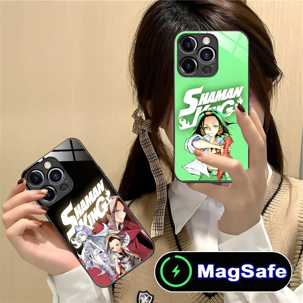 

Чехол для мобильного телефона Shaman King для iPhone 16, 15, 14, 13, 12, 11 Pro Max Plus Mini MagSafe, стеклянный цветной принт, мобильные телефоны, красивый