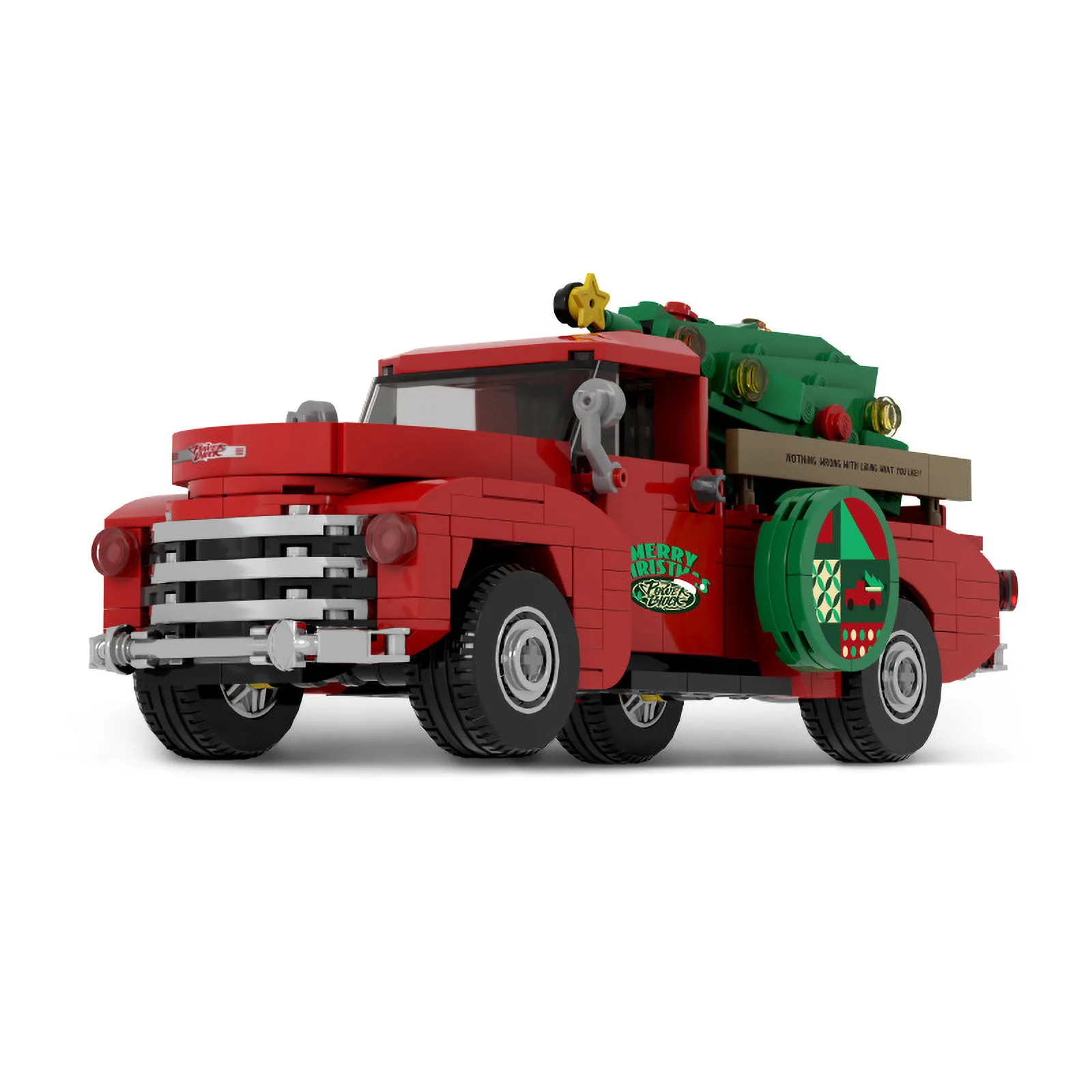 

611pcs PB8849 Red Pickup Truck Car Model Building Blocks Bricks car set MOC Technical DIY Toy Small Pellet Puzzle Box Set