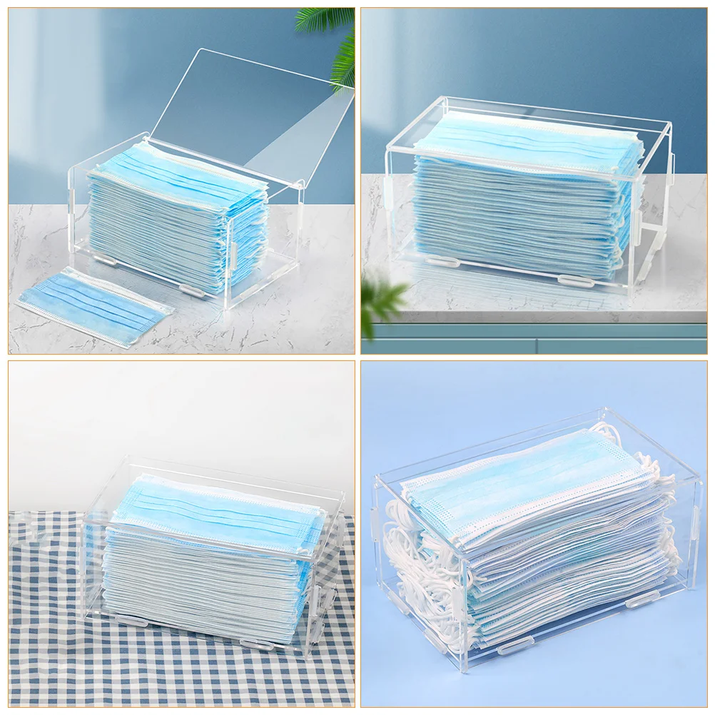 

Acrylic Storage Box for Masks Large Capacity Dust Proof Home Office ganizer Desktop Container Makeup Brush Holder