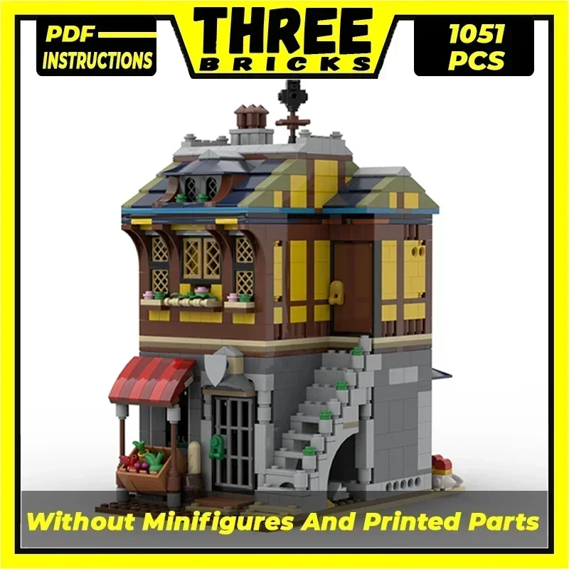 Moc อาคารอิฐ Street View รุ่นยุคกลาง Merchant's House เทคโนโลยี Modular Blocks ของขวัญของเล่นคริสต์มาส DIY ชุดประกอบ