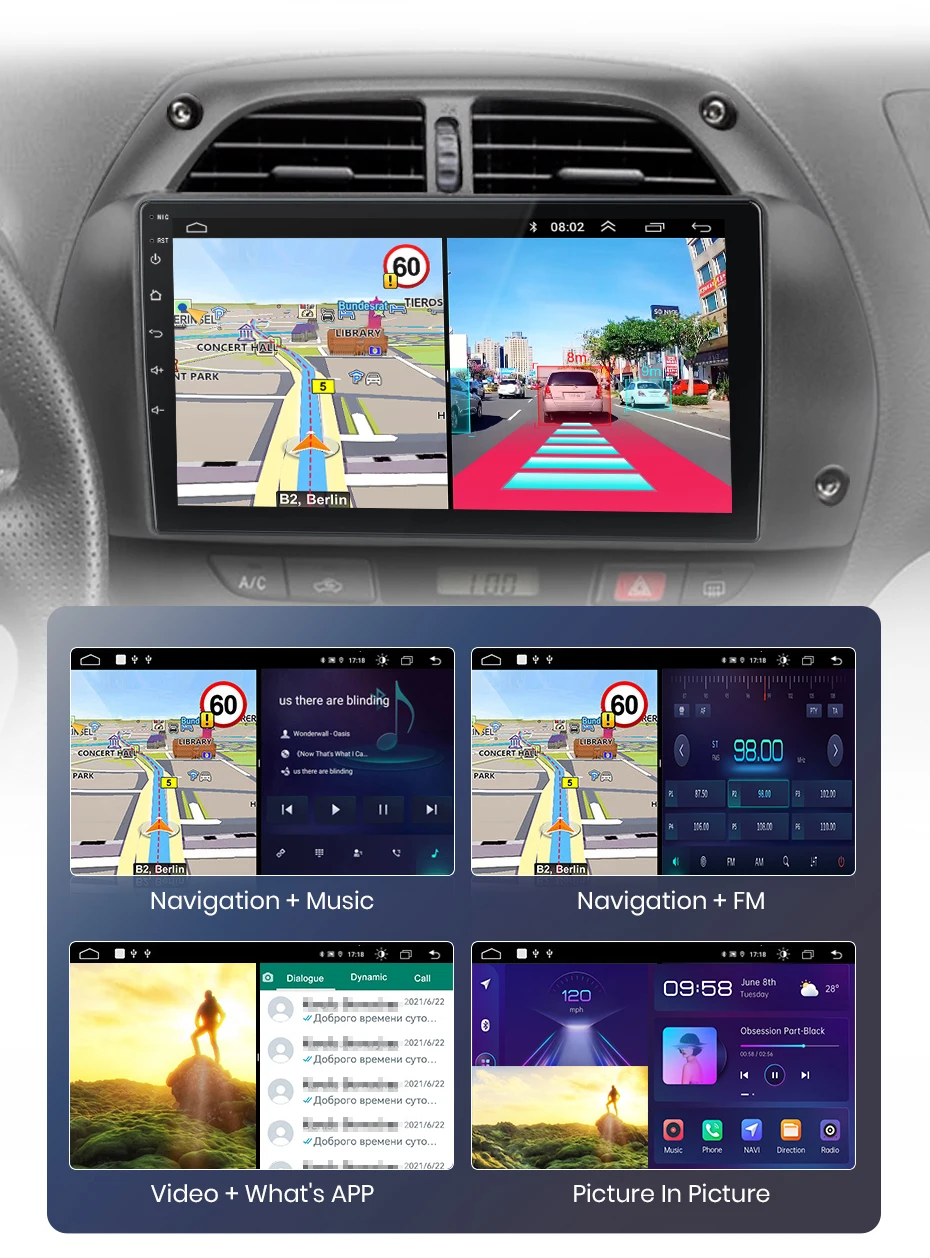 Junsun Wireless Carplay Android Auto Autoradio für Toyota Rav4 2001-2005 GPS Multimedia 2 Din – Detail 20