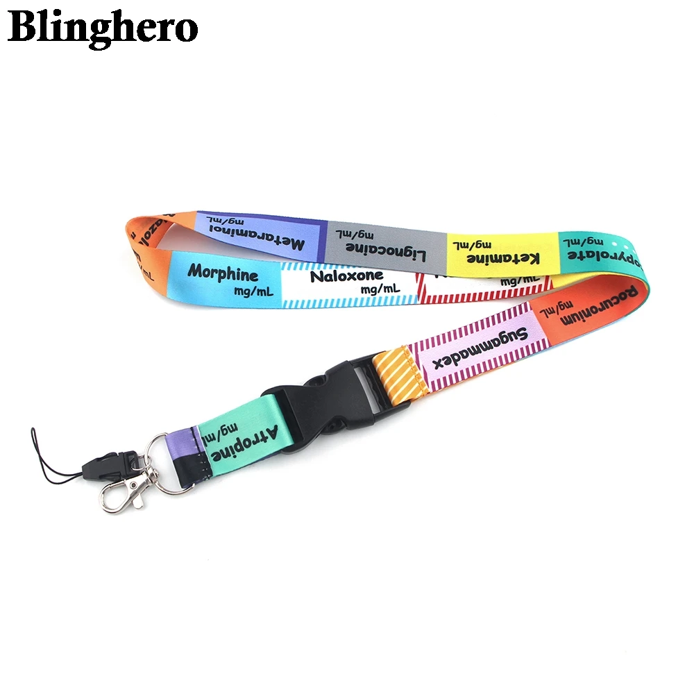 CB464 Critical Care ICU Anesthetics Cartoon Medical Series Lanyards Key Chain Neck Straps Badge Holder Keyring for Doctors Nurse