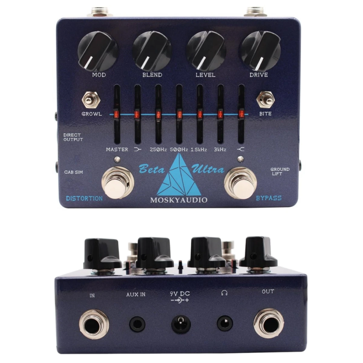 Mosky Beta Ultra Bass Preamplifier Effect Pedal,  Dual Circuit Distortion / 6-Band EQ / XLR DI Cab Sim for Bass Guitar Player