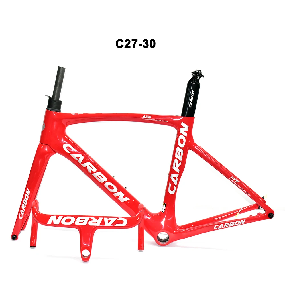 Carbon Road Bike Race Frame, T47 Bottom Bracket, Disc Brake, Bicycle Frameset, Full Hidden Cable Handlebar, 160mm