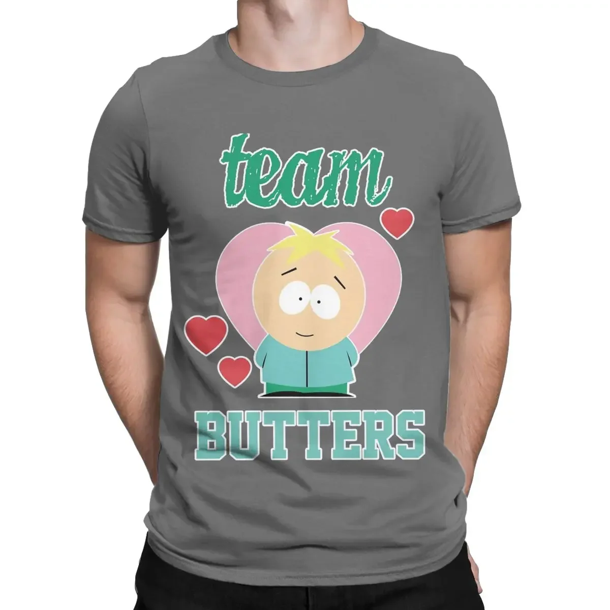 Oversized Short Sleeve Tee Shirt Tops Novelty Southpark Team Butters T-Shirt Men Round Collar Pure Cotton T Shirt Butters Stotch