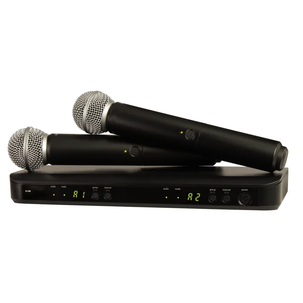 For BLX288 BETA58 58A UHF Wireless Microphone Professional 2 Channel Mic Handheld Dynamic Dual Kit For Karaoke Stage Performanc