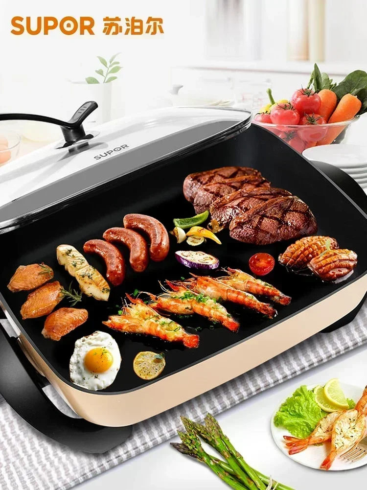 Nueva olla caliente eléctrica de gran capacidad, olla caliente multifuncional, nueva olla caliente eléctrica integrada, sartén antiadherente, gran potencia de fuego