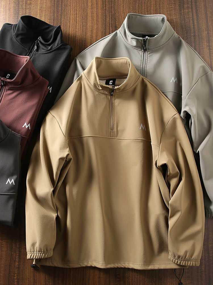 

Casual Outdoor Fce Lined Soft ell Sweatirt Jaet f Zip Men's Autumn Winter Wear Resistant Waterproof Hoodie Coat