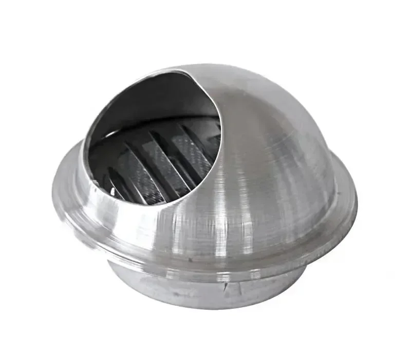 Air Vent Grille Stainless Steel Round Bull Nosed External Extractor Wall Vent Outlet Ventilation Cover For Outdoor Silver