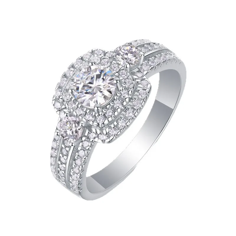 JEWLARA Moissanite Light Luxury Ring, Temperament Does Not Fade Ins Style 925 Sterling Silver Ring