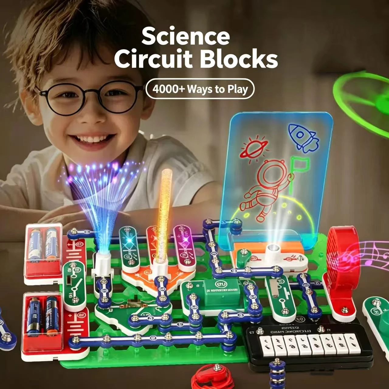 STEM Circuit Teaching Experiment Toys for Kids Electronic Bricks Physics Gift Educational Building Blocks