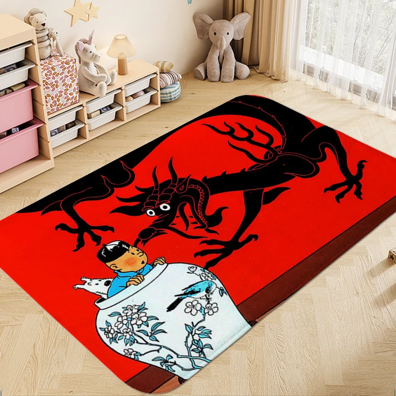 Anime Washable Non-slip Kitchen Mats A-Tintins Modern Home Decoration Sleeping Room Rugs Room Decorating Items Home Entrance Mat