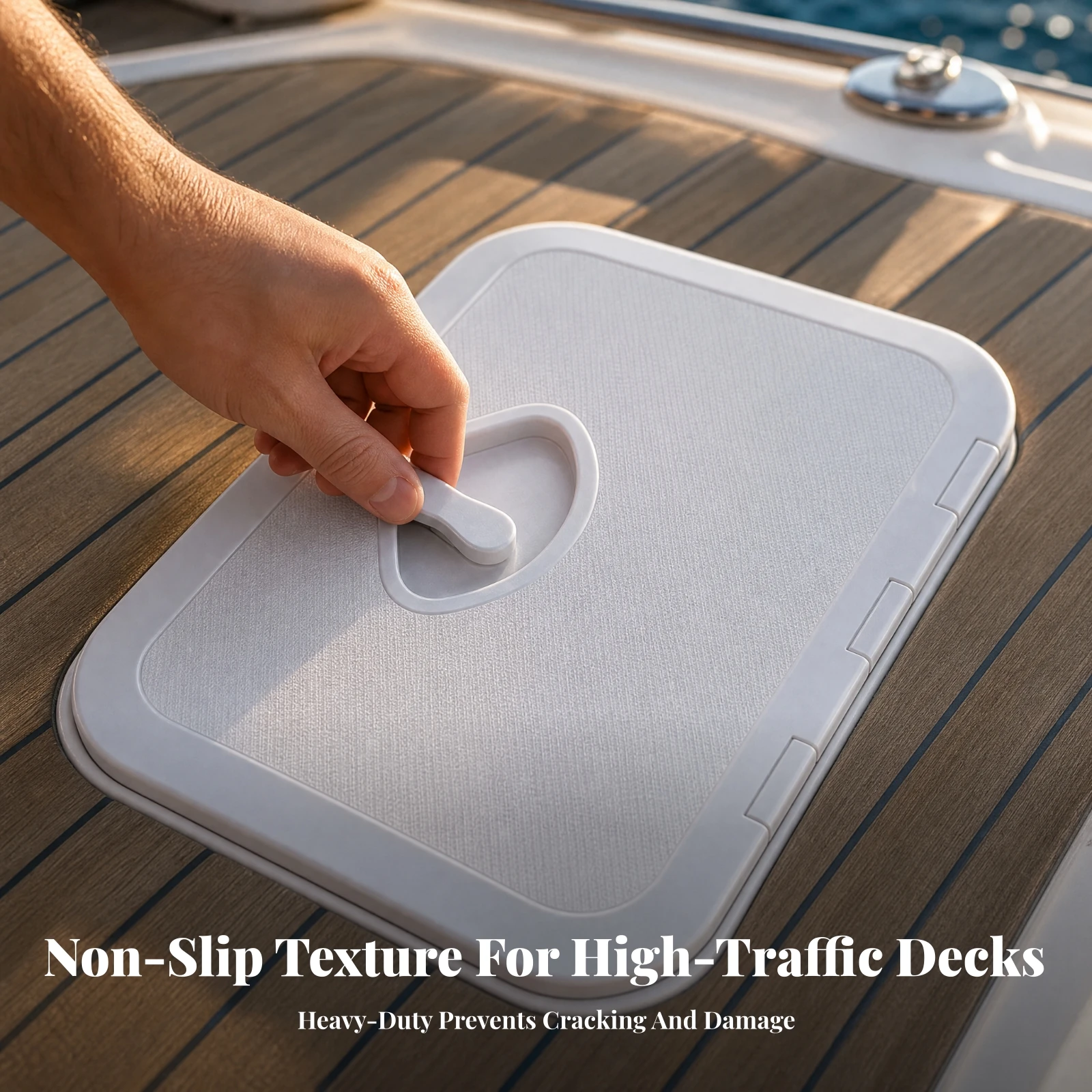 Boat Deck Hatch with Latch Recessed Boat Deck Hatch Cover Marine Compartment Cover Non-Slip Ultraviolet-Resistant for Anglers view 5