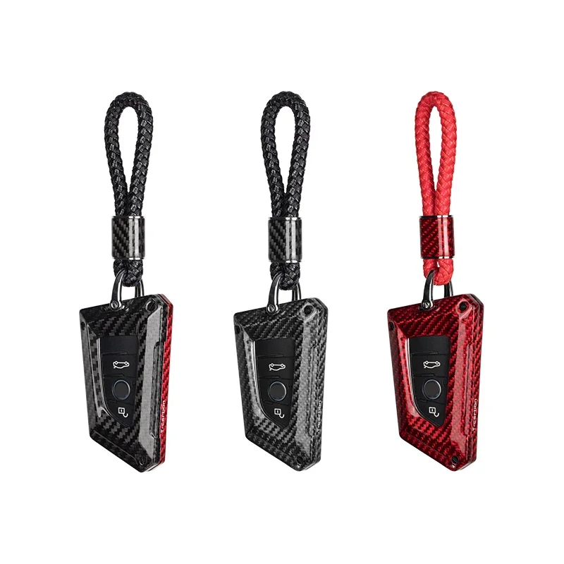Car key case Cover buckle chain Car decorative key housing Bag Carbon fiber For BMW X1 X3 X4 X5 X6 7 3 Series