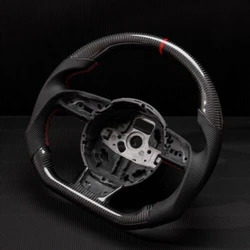 Volante esportivo personalizado plano de fibra de carbono, 12'Clock anel, S3 S4 S5 RS5 RS7 S3 A4 A5 A6 A7 Q3, 2012-16