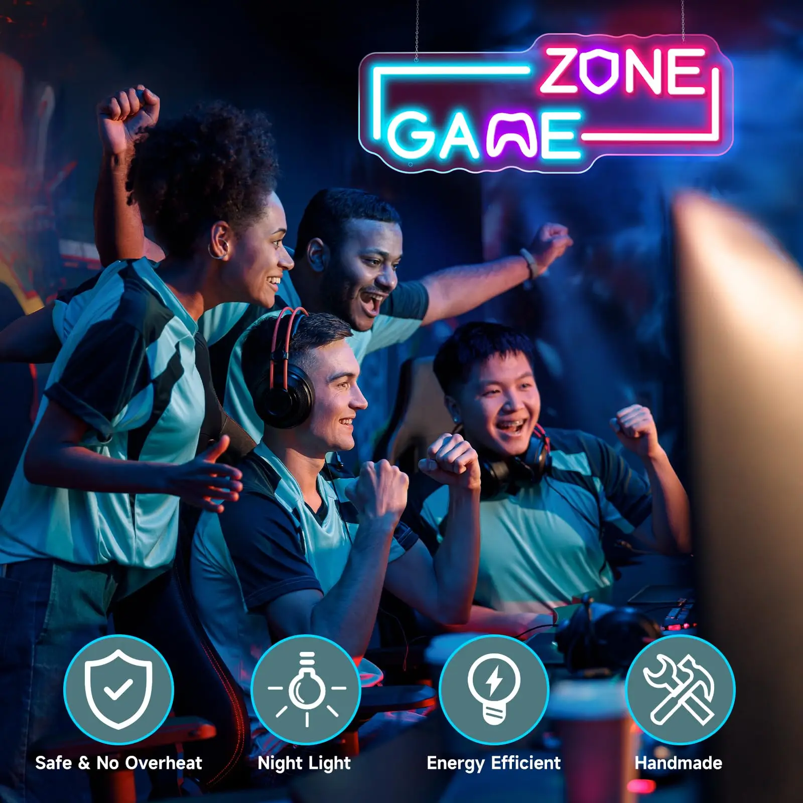 Game Zone Neon Signs for Game Room, Gaming Neon Lights Sign for Wall Decor, Dimmable LED Sign Men Cave Gamer Room Neon Sign
