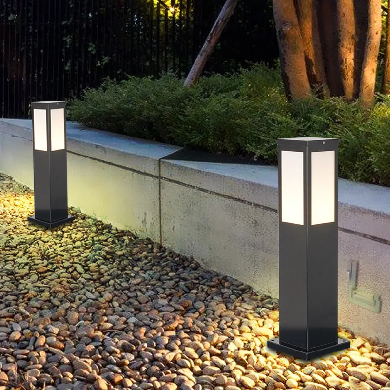 Simple Modern Solar Outdoor Waterproof Floor Standing Square Lawn Lamp Garden Villa Road Courtyard Landscape Lamp