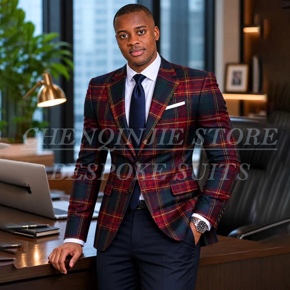 Slim Fit Men's Suits Blazer High Quality Single Breasted Notch Lapel Prom Party 2 Piece Jacket Pants Luxury Male Clothing