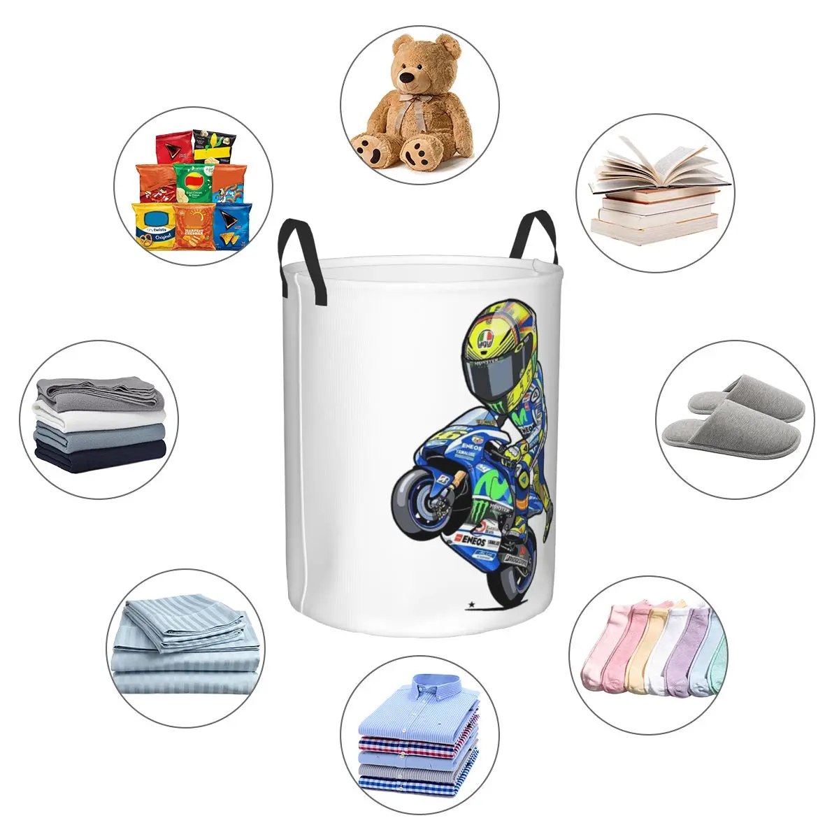 Motorcycle Racing Motor Rossi Foldable Laundry Baskets Dirty Clothes Toys Storage Basket Home Organizer Box