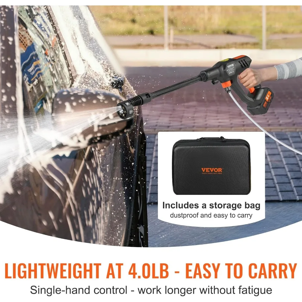 غسالة طاقة لاسلكية محمولة 652-PSI 1.1 GPM مع بطارية 4.0 أمبير لتنظيف الضغط العالي